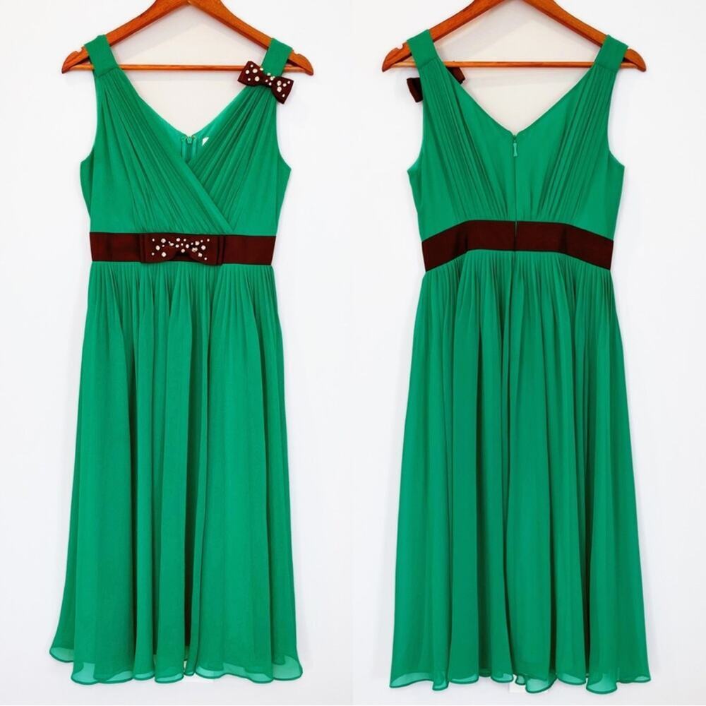 Kate Spade Empire Waist Midi Dress Emerald Green Size 4 LIKE NEW